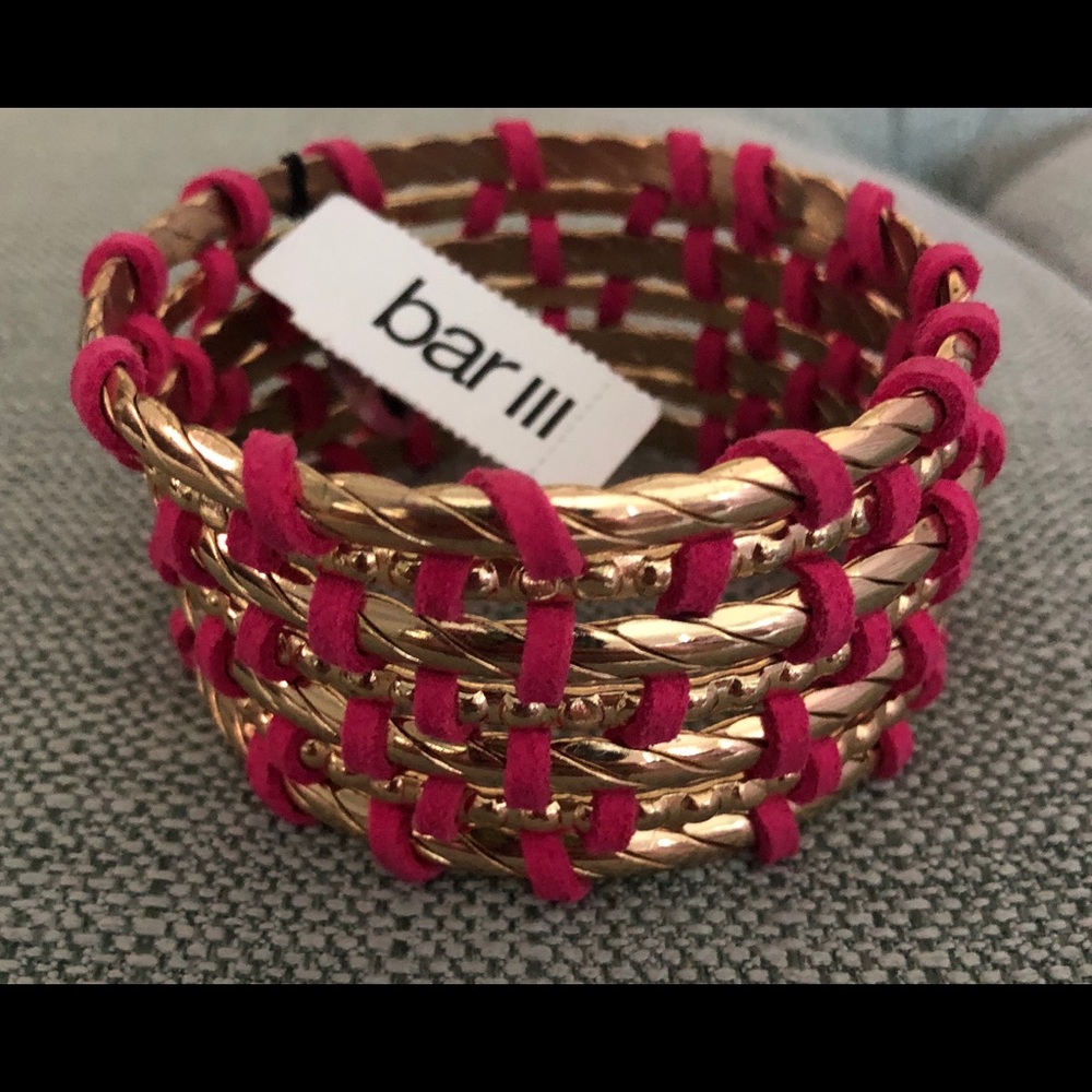 BAR lll-NWT Gold & Pink Leather Bangle